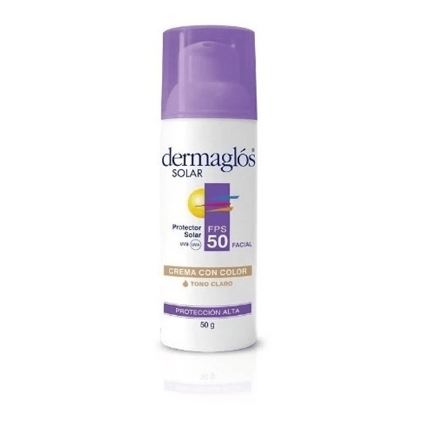 Dermaglos Protector Solar FPS 50 Facial Con Color Tono Claro Crema 50 g