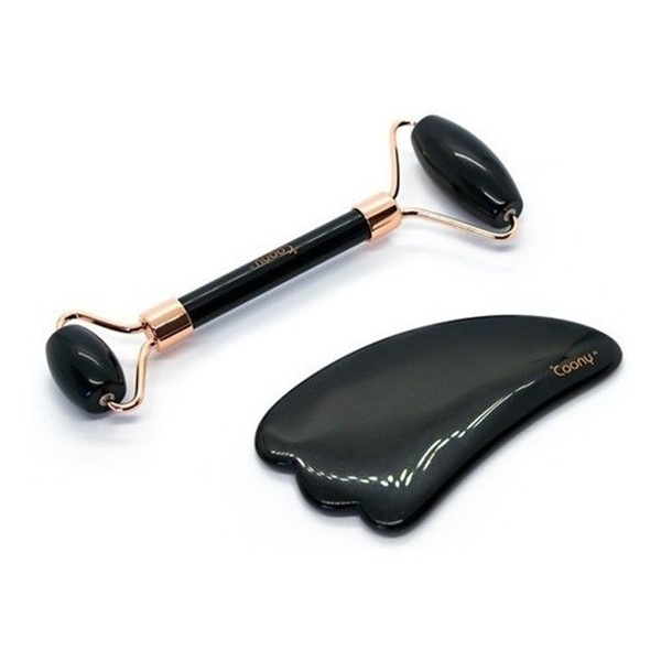 Coony Set Obsidian Black Roller & Gua Sha alt