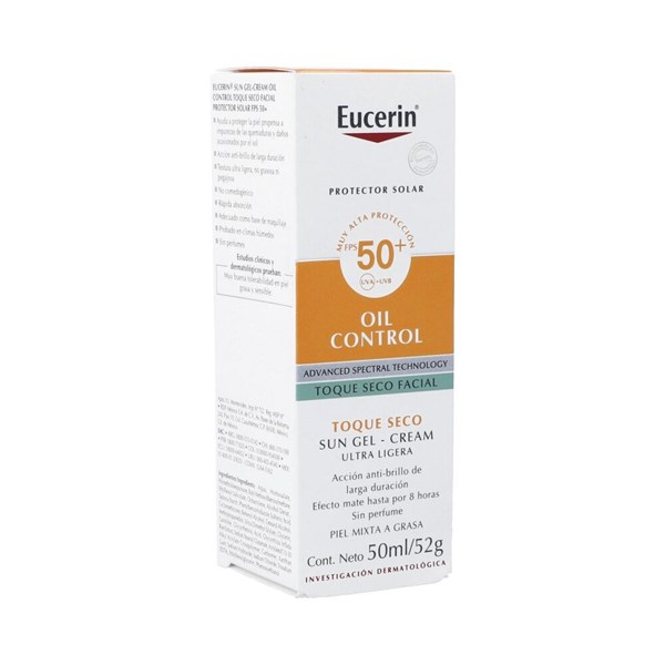 Protector Solar Oil Control Sun Eucerin Gel Toque Seco FPS50 piel Grasa x 50 ml alt