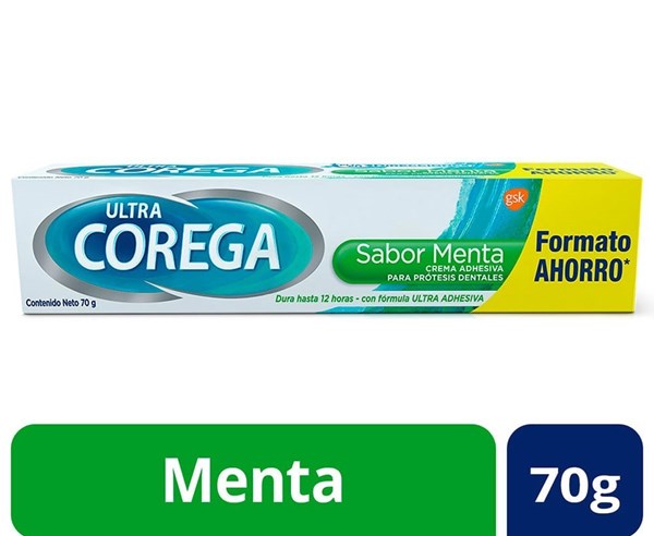 Corega Adhesivo Para Prótesis Dentales Ultra Crema Sabor Menta 70 gr