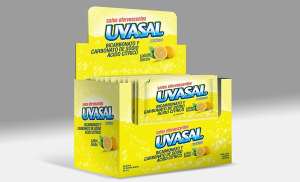 Uvasal Sal Efervescente Sabor Limón, 15 Sobres 5 Gr.