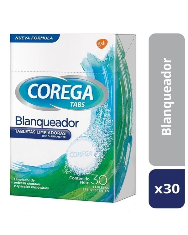 Corega Tabletas Limpiadoras Tabs Whitening (30 Unidades)