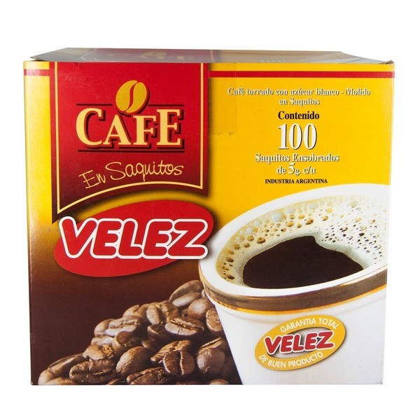 CAFE VELEZ SAQUITOS ENSOB. X 100 X 5 GRS, CAFE Luconi S.R.L.