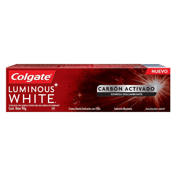 COLGATE PASTA DENTAL LUMINOUS WHITE CARBÓN ACTIVADO DE 90GR