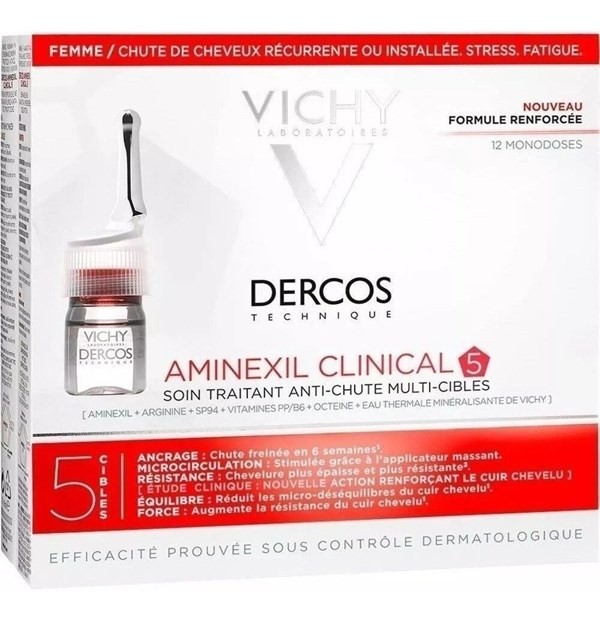 Dercos Aminexil Clinical 5 Vichy Mujer 12 Ampollas