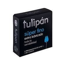 Tulipán Preservativo de Látex Lubricados Súper Finos x 3 un