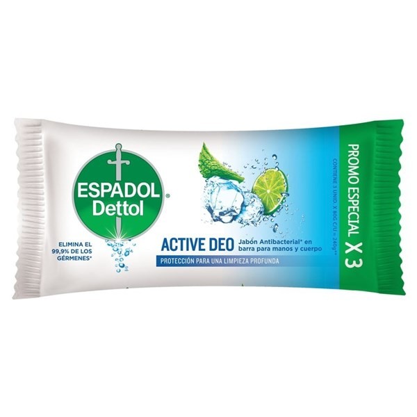 Espadol Jabón Active Deo 80 gr (3 Unidades)