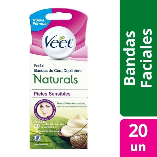 Bandas Depilatorias Veet Naturals Facial Naturals x 20 un #1