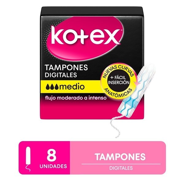 Kotex Tampon Medio X 8 , Kotex Cuidado Personal Farmacias Villegas