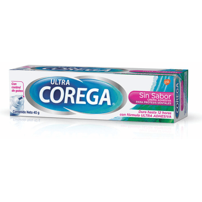 Corega Adhesivo Para Prótesis Dentales Ultra Crema Sin Sabor 40 gr