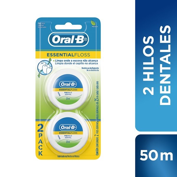Oral B Hilo Dental Sin Cera x 2u 25 m c/u