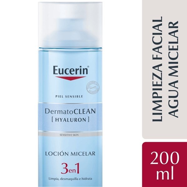 Eucerin Loción Micelar Limpiadora 3 en 1 dermatoclean Con Ácido Hialurónico 200 ml