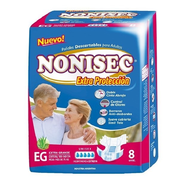 Nonisec Pañales Desc. Para Adultos Anatómicos Extra Protección C/Barreras Pack Xg #1