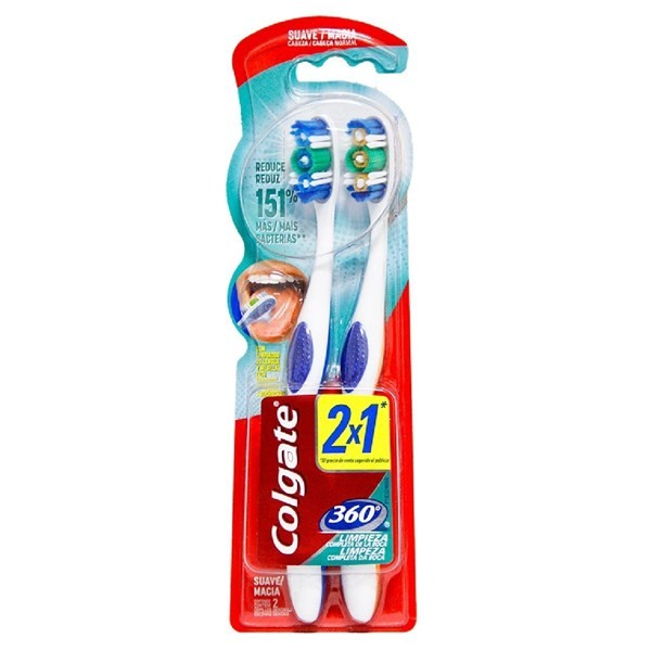 Cepillos Dentales Colgate 360 Suave X 2 Unidades #1