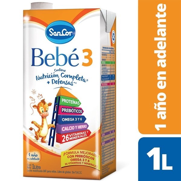 Leche De Fórmula Líquida Mead Johnson Sancor Bebe 3 X 1 Litro #1