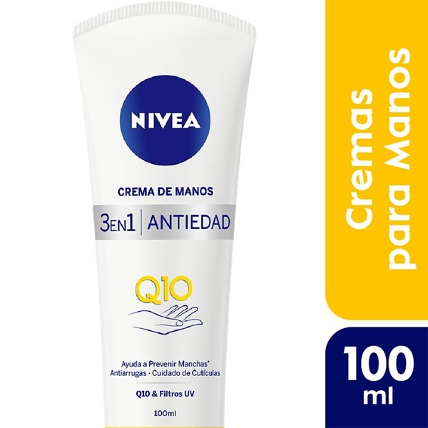 Nivea Crema de Manos Antiedad  Q10 Plus 3 en 1 Para Todo Tipo de Piel 100 ml