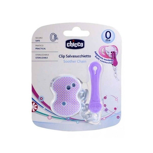 Portachupete Clip Chicco Cadena Rosa