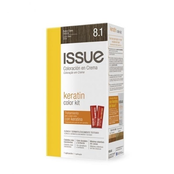 Issue Kit Tintura en Crema Keratin Color 8.1 Rubio Claro Ceniza #1