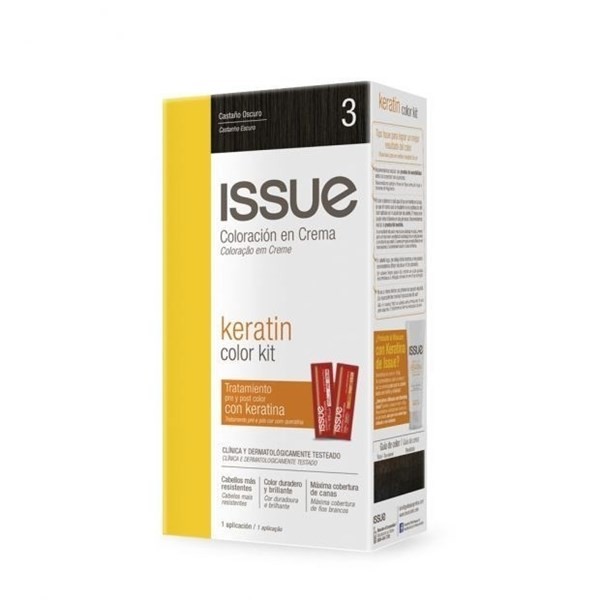 Issue Kit Tintura en Crema Keratin Color 3.0 Castaño Oscuro #1