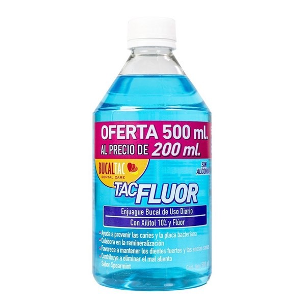 Bucal Tac Enjuague Bucal 500 fluor  ml (Al Precio de 200 ml)