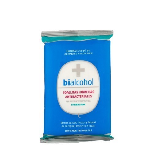 Toallas Antibacteriales Bialcohol  X 40 Unidades