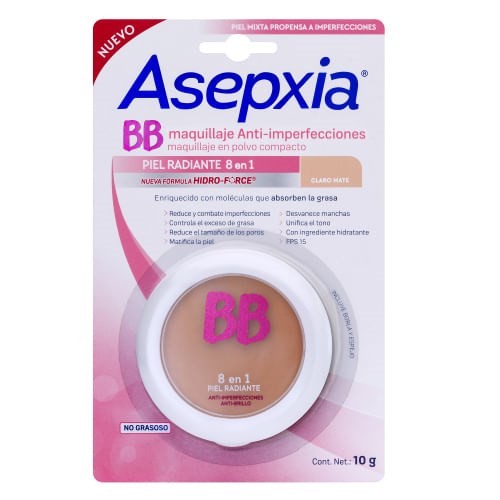 Asepxia Maquillaje en Polvo Tono Beige Claro 10 gr