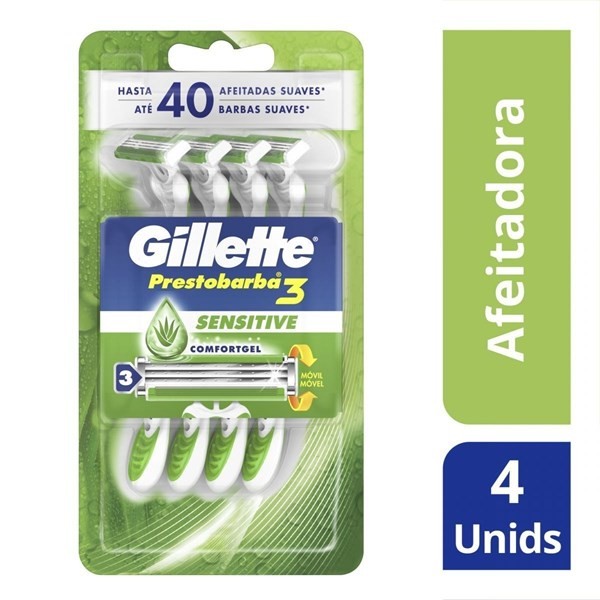 Máquinas Para Afeitar Gillette Prestobarba3 Sensitive Desechables x 4 un #1