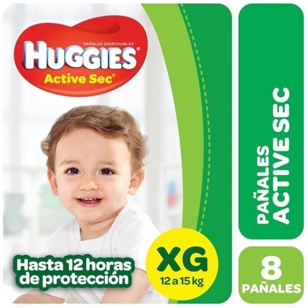 Pañales Huggies Active Sec Xg X 8 Unidades #1