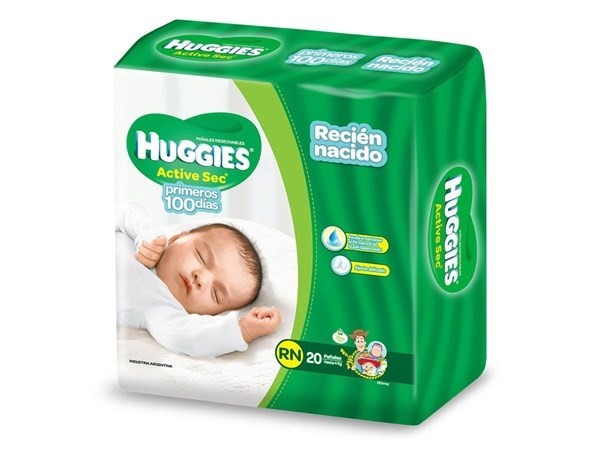 Pañales Huggies Active Sec Recien Nacidos X 20 Unidades #1