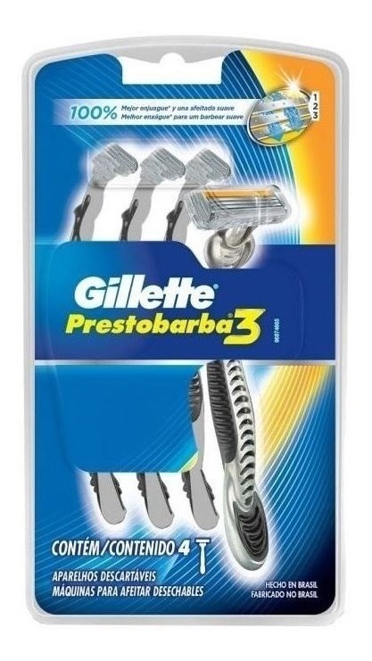 Máquina De Afeitar Gillette Prestobarba 3 X 4 Unidades