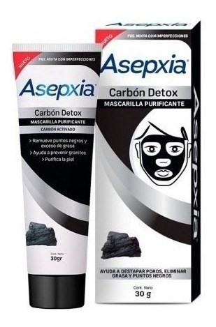 MASCARILLA FACIAL ASEPXIA LIMPIADOR EXFOLIANTE CARBÓN DETOX X 120 g