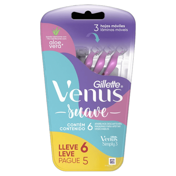 Gillette Maquina de Afeitar Venus Simply3 Mujer Rosa ( 6 Unidades) #1
