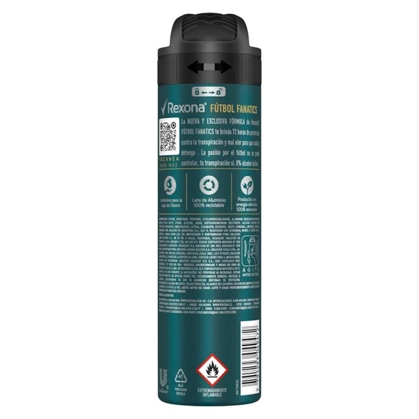 Desodorante Rexona Antitranspirante Men Fútbol Fanatics x 150 ml alt