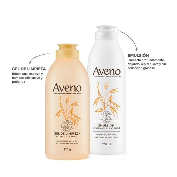 Aveno Kit Básico Facial Y Corporal Gel de Limpieza + Emulsión alt