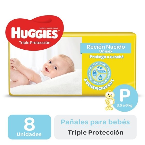 Huggies Pañal Clasico Triple Proteccion Recien Nacido Peq (8 Unidades) #1
