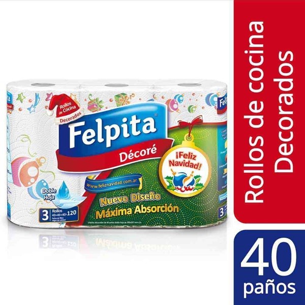 Rollo Cocina Felpita Doble Hoja Navidad 3x40 #1