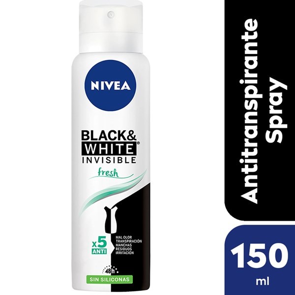 Desodorante Antitranspirante Femenino Nivea Black & White Fresh Sin Siliconas 150 ml. #1