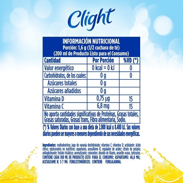 Jugo en Polvo  clight  pomelo Amarillo 8 g alt