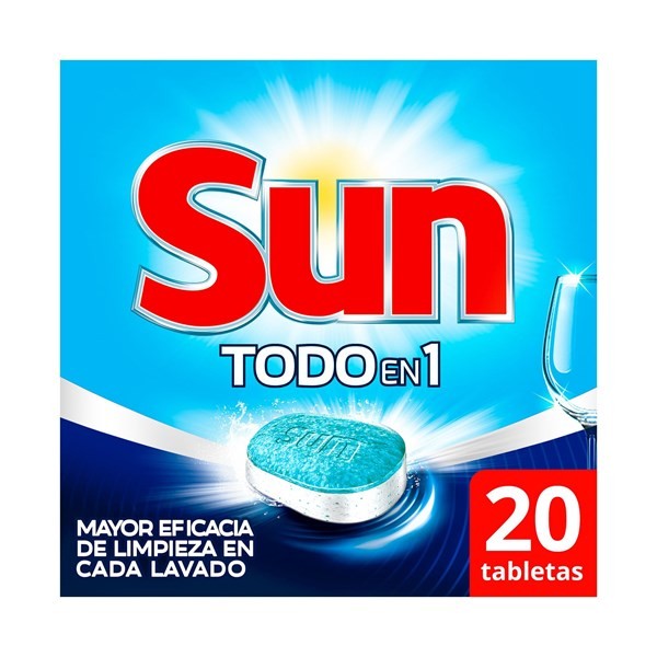 Tabletas Para Maquina Lavavajilla Sun 3 en 1 20 uni #1