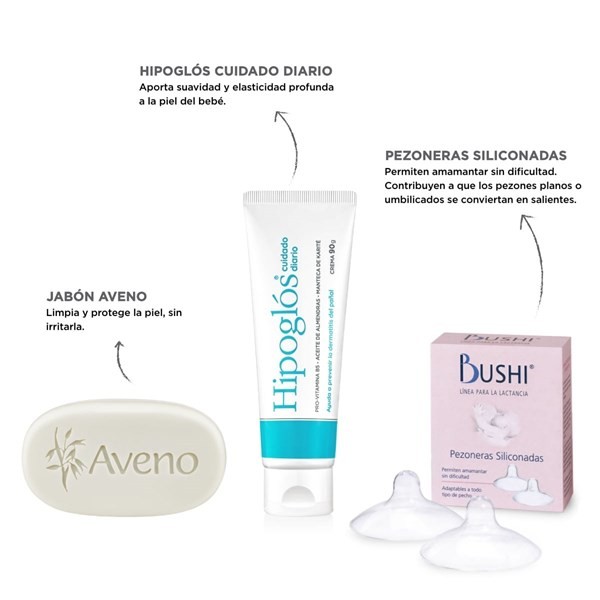 Kit Crema Hipoglós + Jabón Aveno + Pezoneras Bushi alt