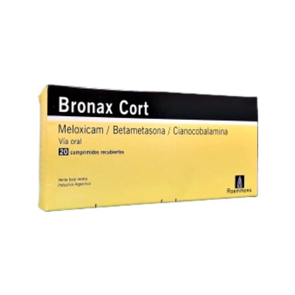 Roemmers Bronax Cort Meloxicam + Betametasona + Asoc. x 20 Comp Recubiertos #1