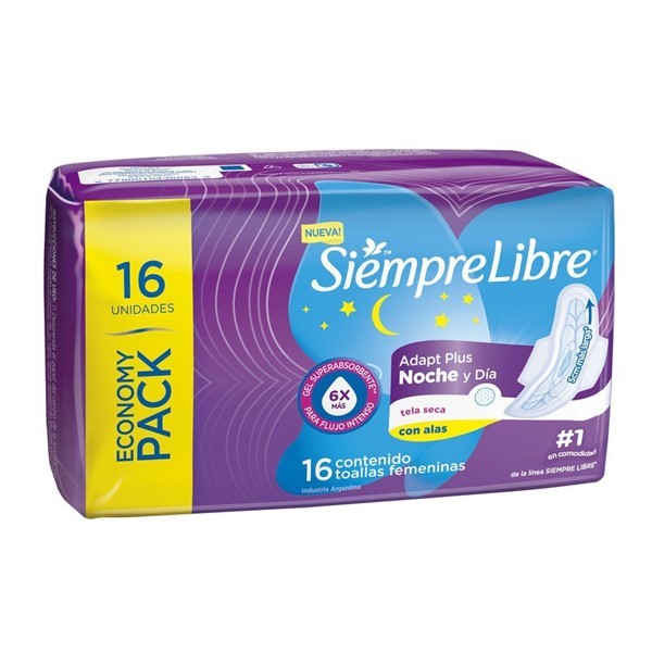 Toallas Femeninas Secas Adapt Plus Noche Y Dia (16u) alt