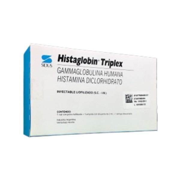 Sidus Histaglobin Triplex Gammaglobulina Humana + Histamina Frasco Ampolla Liofilizada + Ampolla Diluyente +Jeringa + Aguja #1
