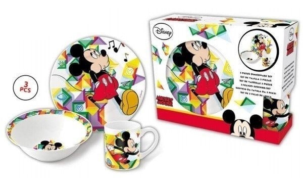 Mickey Mouse Disney Set Infantil Cerámica Plato Bowl Taza #1