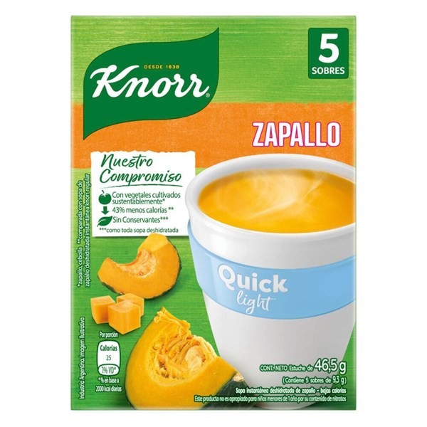 Sopa Instantánea Knorr Quick Zapallo Light Sin Conservantes 5 Sobres alt