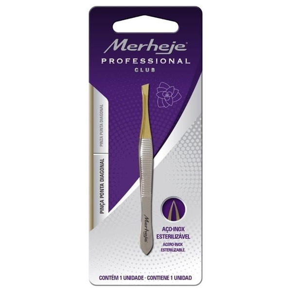 Merheje Pinza Depilatoria Punta Diagonal Professional - en Acero Inoxidable-