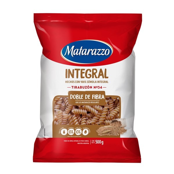 Fideos Integrales Tirabuzon Matarazzo 500 g. #1