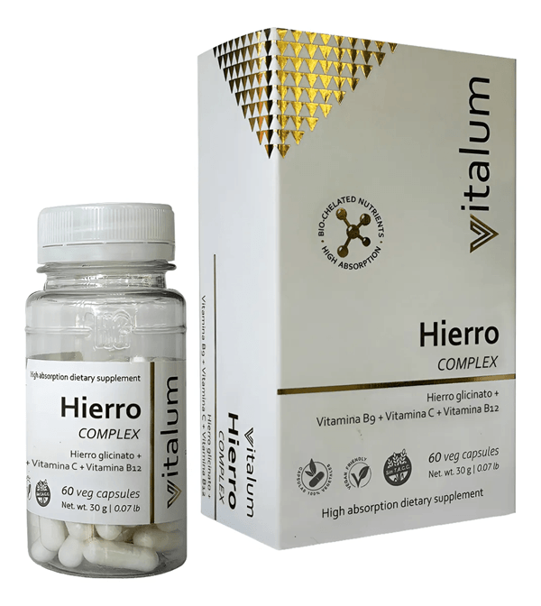 Hierro Complex Vitaminas B9 + B12 + C Vitalum 60 cápsulas