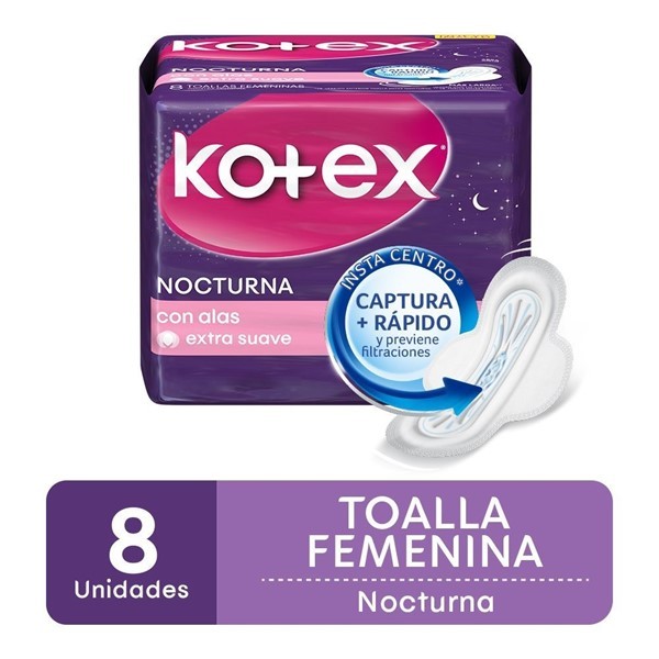 Kotex Toalla Femenina Nocturna (8 Unidades) alt