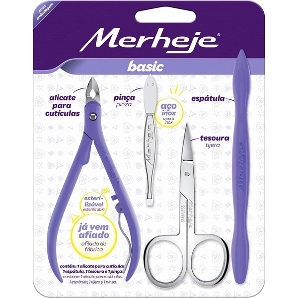 Merheje Basic Kit Alicate + Espatula + Tijera + Pinza